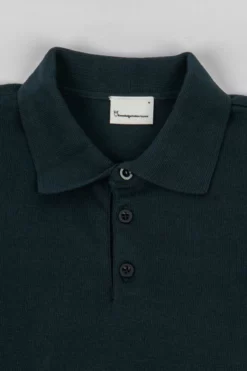 Homme Knit Polo - Knowledge Cotton Apparel -Pulls et Sweats Soldes Boutique KNI23024 TotalEclipse focus 1800x1800