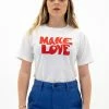 Femme T-Shirt Make Love - White - Thinking Mu