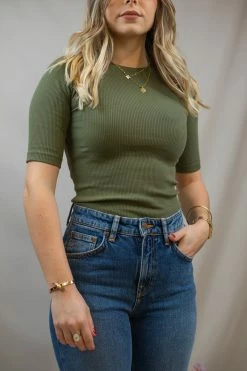 Femme T-shirt Canna Rib - Knowledge Cotton Apparel -Pulls et Sweats Soldes Boutique PAULA 59 1800x1800