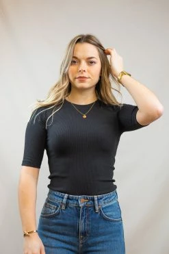 Femme T-shirt Canna Rib - Knowledge Cotton Apparel